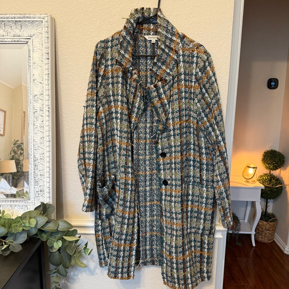 Davi & Dani- Large Multi-Coloured Tweed Cardigan Sweater Blazer Jacket.. - Picture 1 of 16